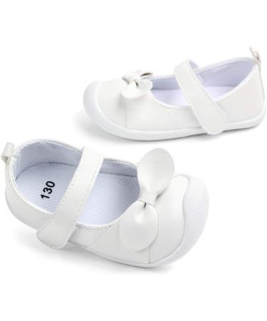 LACOFIA Baby Girls Mary Jane Flats - Infant Anti-Slip First Walking Shoes - Size 3 UK Child - White - Buy Online on GoSupps.com