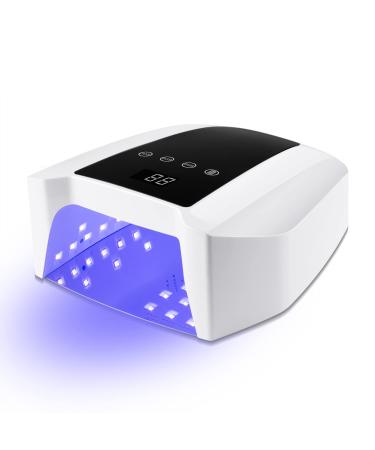 Kikugu 72W Cordless UV LED Nail Lamp Rechargeable Nail Dryer with Removable Metal Bottom Professional Curing Lamp for Fingernail and Toenail (White)
