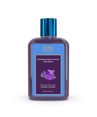 Blue Nectar Exfoliating Body Wash & Scrub for Rough & Bumpy Skin | French Lavender Tan Removal Body Scrub for Women & Men(10 herbs 8.4 Fl Oz)