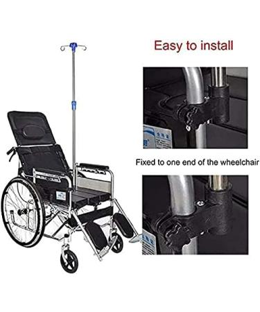 Adjustable Height IV Pole for Wheelchair 4 Hook Iv Bag Holder Stand Stainless Steel for Hospital and Home Care - Buy Online on GoSupps.com