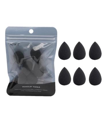 6PCS Mini Makeup Sponge Black Small Beauty Sponge Blender Set for Foundation Powder Concealer Highlight and Eye Shadow Makeup Brushes and Tools Black
