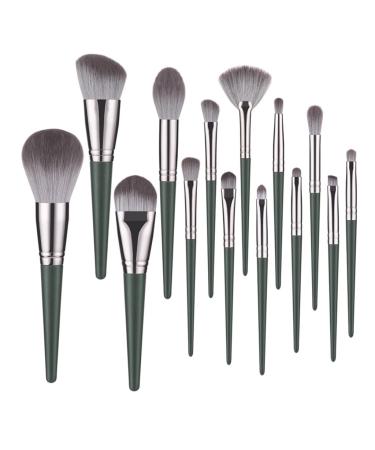 14-Piece Green Makeup Brush Set for Loose Powder Highlighter Eyeshadow Foundation & Contour - Perfect for Flawless Application - Buy Online on GoSupps.com