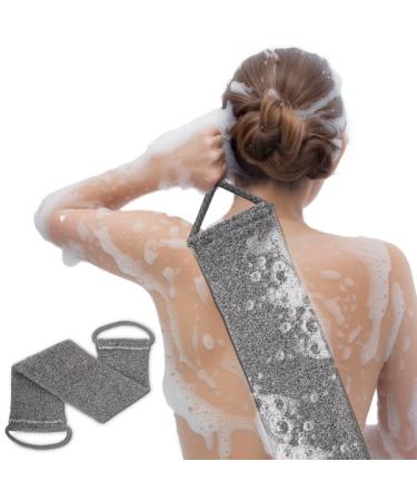 Premium Bamboo Fiber Exfoliating Body Scrubber Towel Deep Clean & Gentle Exfoliation for Smooth Skin-Grey