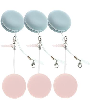 GLEAVI Pouch Microfiber Cleaning Cloth - 6pcs Mini Phone Screen Wiper Macaron Shape - Portable Lens & Screen Cleaner Cloth Keychain Glasses Eyeglass Brush (Pink Blue)