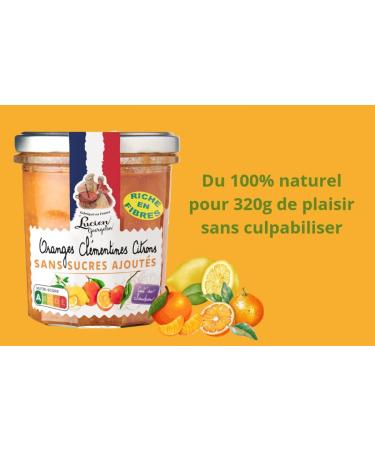 Lucien Georgelin Pr paration de fruits 3 Agrumes (Oranges Cl mentines Citron) Sans Sucre Ajout le bocal de 320g NUTRISCORE A - Buy Online on GoSupps.com