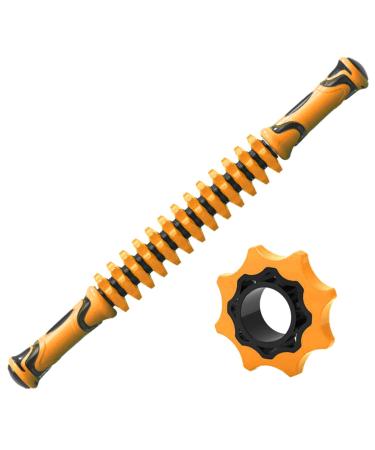 Lurrose Wheel Stick Yoga Relaxation Bar Muscle Massage Stick Scroll Wheel Roller 45 5CM Orange