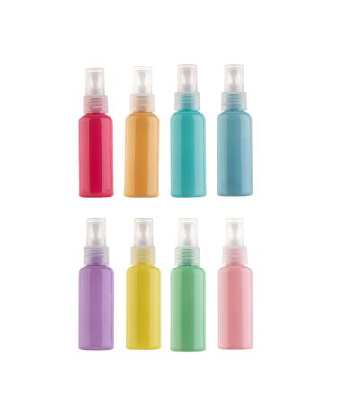 8 pieces of multi-colored spray bottles refillable plastic bottles with a small fine spray for essential oils travel cleaning perfume aromatherapy make-up and more liquids (50 ml)