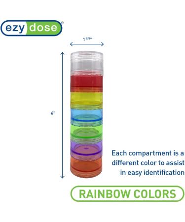 EZY DOSE Weekly Pill Case | 7-Day Medicine Planner & Vitamin Organizer | BPA Free Medium Detachable Compartments in Rainbow Colors - International Shipping Available - Buy Online on GoSupps.com