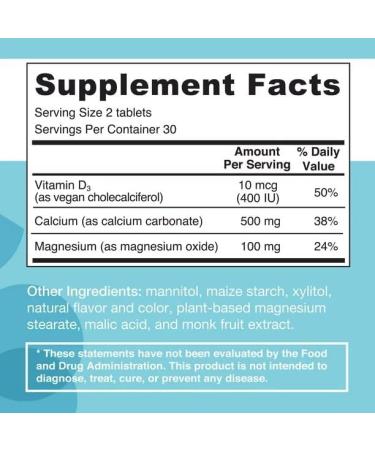 IKJ Calcium & Magnesium with Vitamin D3 500mg | Bone Support | 60 Ct Dissolvable Tablets - Buy Online on GoSupps.com