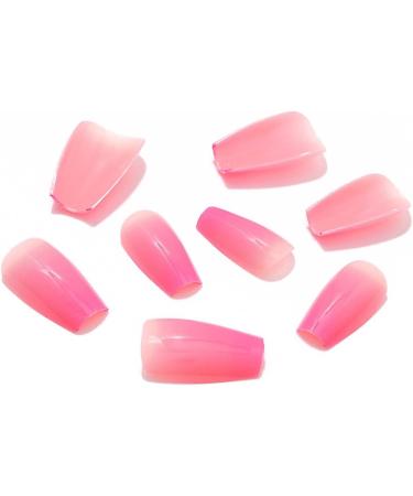 Coffin False Nails Rose Pink Gradient Press on Nails French Short Fake Nails Ballerina Acrylic Stick on Nails 24pcs for Women and Girls 1 count (Pack of 1) Multi-colored - Buy Online on GoSupps.com