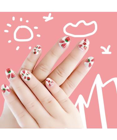 120pcs Kids Press-On Nails - Colorful Fruits & Bowknot Designs | Strawberry Sweetheart - Buy Online on GoSupps.com