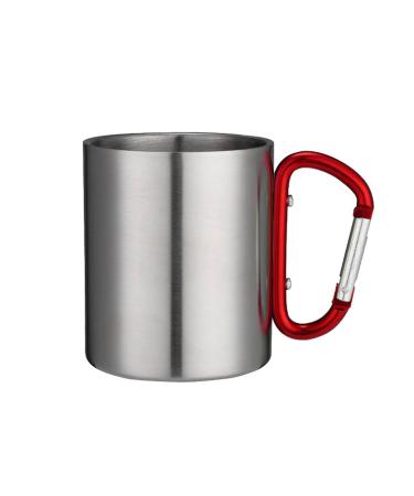 Digjobk toothbrush mug Stainless Steel Cup for Camping Traveling Outdoor Cup with Handle Carabiner Climbing Backpacking Hiking Portable Cups (Color: Red) Red
