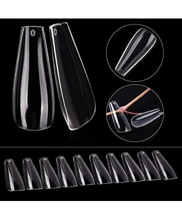 600 Pieces COFFIN Extra Long Tapered CLEAR Full Cover False Nails Glue On Tips - Professional Salon & Home Use. - Buy Online on GoSupps.com