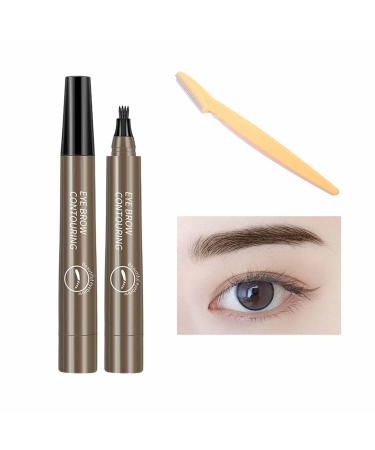Lightsbetter Waterproof Brow Pen Microblading Eyebrow Pen Lightbetter Eyebrow Pen Natural Precise 4 Point Eyebrow Pencil (Gray brown)