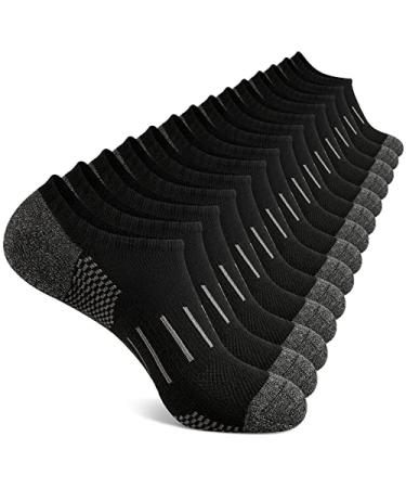 Heatuff No Show Socks Men 7 Pairs Low Cut Athletic Cushion Non Slip Breathable Socks 7 Pairs Black