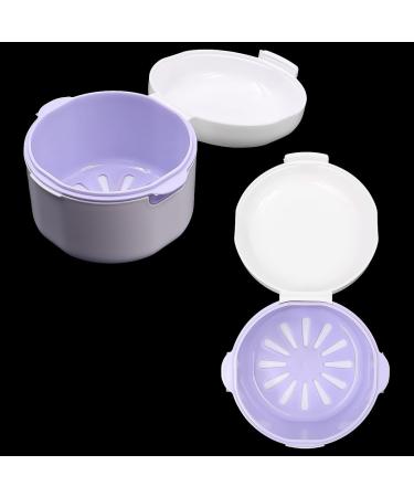 POFET Denture Soaking Bath with Strainer Basket | Travel-Friendly Denture Cleaning Cup for Artificial Teeth (White) - Buy Online on GoSupps.com