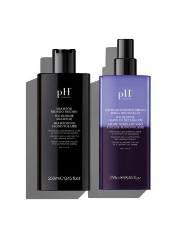 pH Labs Ice Blonde Shampoo & Leave-In Detangler Spray - Moisturizer for Blonde Hair Enriched with Illipe Butter and Jasmine Flower Extract (8.45 oz)