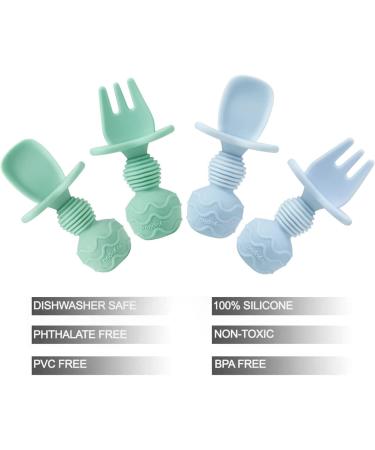 Pandaear Silicone Baby Learning Spoon Set - 4-Part Cutlery for Baby-Led Weaning | Safe & Soft Baby Cutlery for 3 Months+ | Best International Shipping - Buy Online on GoSupps.com