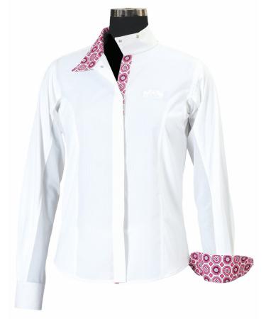 Equine Couture Children's Kelsey Long Sleeve Show Shirt 10 White/Pink