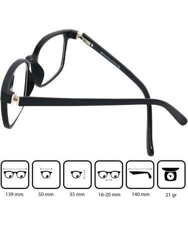 Mini Designer Anti Blue Light Glasses | Rectangular Reading Glasses with Free Case | 2.5 Dioptria Plastic Frame Spring Hinge | Men s Black Blue Light Filter - Buy Online on GoSupps.com