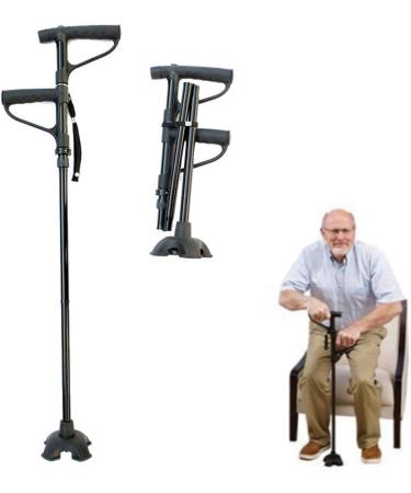 ATHUAHLR LRVTREC Crutches Multifunction Four Foot Crutches Adjustable LED Lighted Crutches Foldable Trekking Pole Aluminum Alloy Walking Stick for Outdoor - Buy Online on GoSupps.com