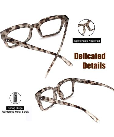 JiSoo Oversized Blue Light Reading Glasses for Women - Fashionable Demi Grey 1.75x Blue Light Blocking - Buy Online on GoSupps.com