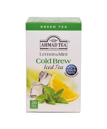 Ahmad Tea Lemon & Mint Cold Brew | Green Tea - 20 Teabag Sachets Lemon & Mint Green Tea 20 Count (Pack of 1) - Buy Online on GoSupps.com