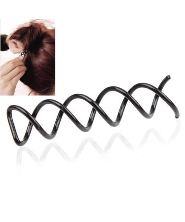 Aeromdale 10pcs black spiral hairpin clip bun sticks for DIY hairstyle smooth and compact alloy construction