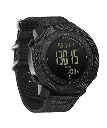 AVTREK Mens Outdoor Sport Tactical Survival Watches Hiking Digital Wrist Watch Smart Swimming Military Army Altimeter Barometer Compass Watches BLACK