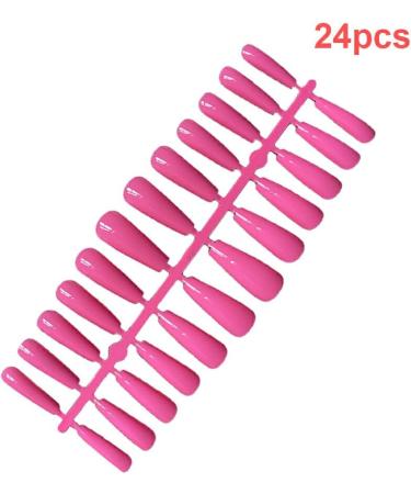dijiusidy 1 Set French Tip Press on Nails Coffin Design Glittery Solid Colors Adhesive Tabs Gifts Decorations for Women Girls bright pink - Buy Online on GoSupps.com