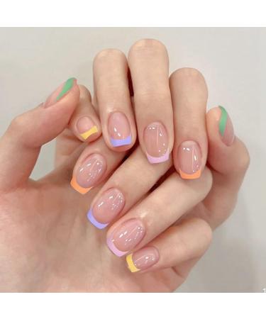 sunroot 1 Set Through Wearable Nail Wearable Press on Nails Full Cover Nail Tips Short Colourful - Buy Online on GoSupps.com