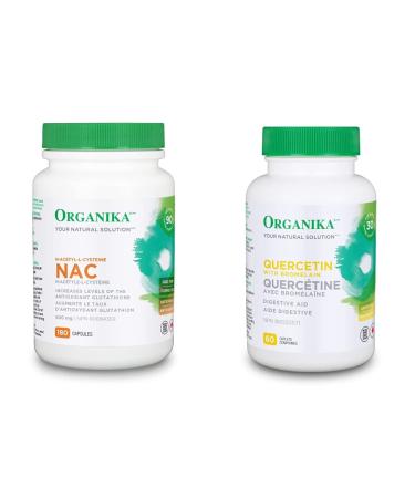 Organika NAC (N-Acetyl-L-Cysteine) 500mg + Organika Quercetin with Bromelain | Immune & Liver Support Bundle