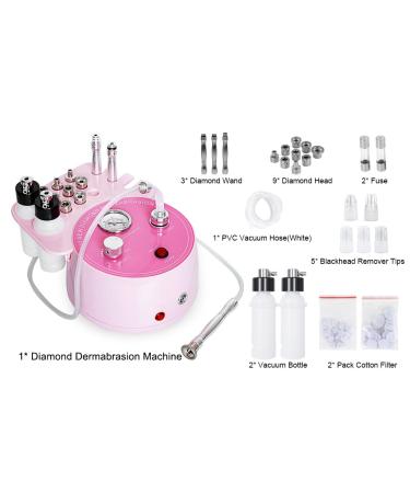 Pink Diamond 3-in-1 Dermabrasion Machine | Professional Pore Vacuum for Skin Toning & Blackhead Removal | 0-70 cmHg Suction Power | Facial Treatment at Home - Buy Online on GoSupps.com