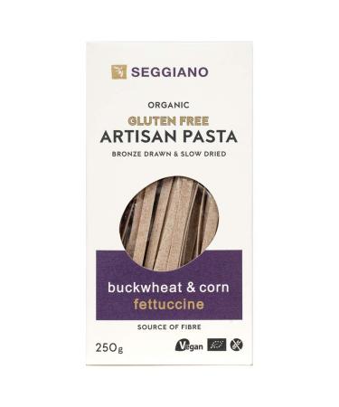 Seggiano Organic Gluten Free Buckwheat & Corn Fettuccine 250g - Certified Gluten Free Vegan Vegetarian & GMO Free - High in Protein & High in Fibre - Bronze Drawn & Slow Dried