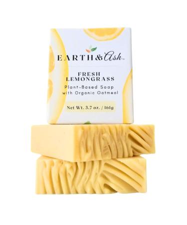 Earth & Ash Lemongrass Natural Soap Bar - Certified Organic, Plant Based, 100% Pure Essential Oils - 2 Pack, 5.7 oz - Buy Online on GoSupps.com