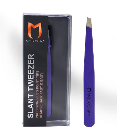 Weird tweezers-Majestics+ professional stainless steel tweezers with beveled tips-the best precision eye brow's tweezers for your daily beauty routine!violet