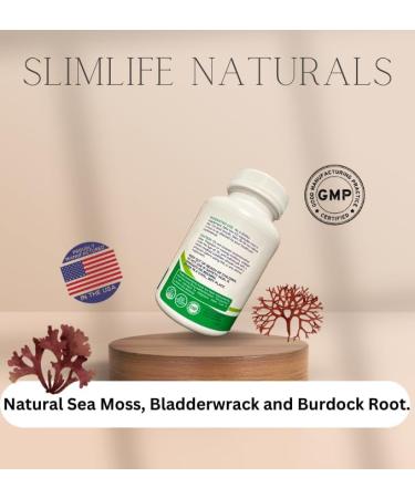 Organic Sea Moss Capsules - 1310 mg - 60 Organic Irish Moss Bladderwrack & Burdock | Vegan Wellness Supplement - Buy Online on GoSupps.com