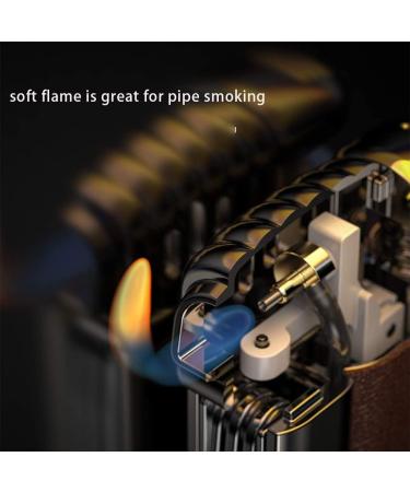 MQJ 4 in 1 Multifunctional Tobacco Pipe Lighter Genuine Leather Soft Flame Refillable Windproof Butane Lighters for Men with 3 Pipe Cleaner Tool Unique Birthday Gifts for Men(Color : Silver) - Buy Online on GoSupps.com