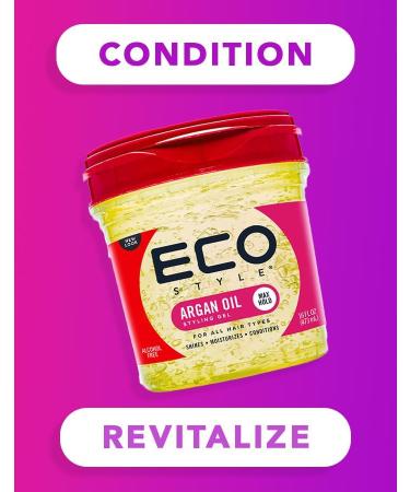 Eco Style Styling Gel with Moroccan Argan Oil - 473ml | All Day Hold, Alcohol-Free, Paraben-Free, Sulphate-Free | No Flaking, Anti-Itch - Pack of 1 - Buy Online on GoSupps.com