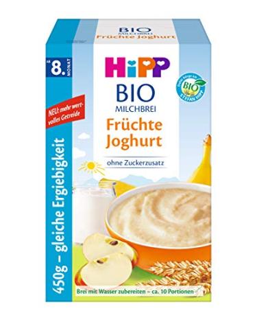 Hipp Organic Milk Porridge Fruit Yoghurt - Pack of 2 (2 x 450g) | Healthy Baby Food | International Shipping - Buy Online on GoSupps.com