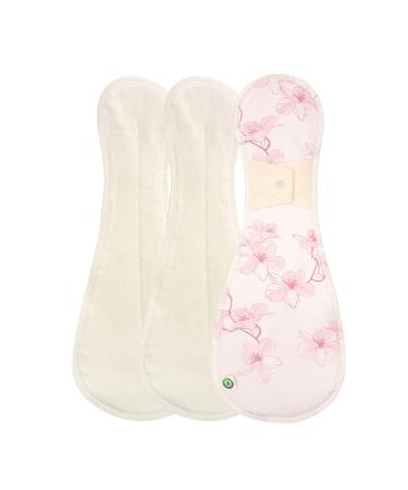 think ECO Printed Tape Type Pad 3p Organic Reusable Cotton Pads Menstrual Pads Sanitary Napkins Many Pattern 3 Pads. (Color Size) (Cherry Blossom Night Pad Puls)
