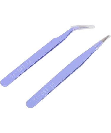 Stainless Steel Nail Art Tweezers Anti Static Straight Curved Head High Grade Durable Operation Rhinestone Metal Accessories Professional Salon Home Use (Purple) - Buy Online on GoSupps.com