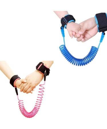 OrionMart Anti Lost Wrist Link Belt for Toddlers Safety Leash Boys & Girls Soft Comfortable and Breathable Wrist Bands Extends Upto 150cm for Travel & Walk Wrist Reins for Toddlers/Baby Blue+Pink