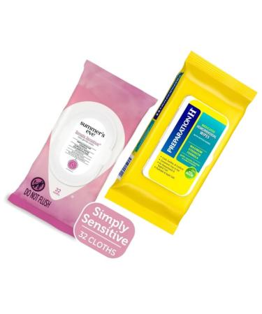 Women's intimate cleaning feminine wash wipes + King Combo QR code (Sensitve & Hemorrhoid Wipes (1 each))