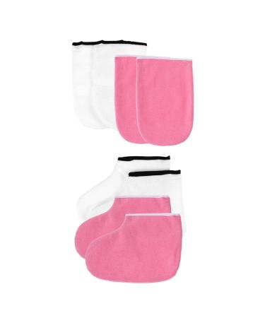 minkissy 4 Sets Leather Horn Boots Heat Wax Hand Cover Foot Spa Sock Wax Treatment Foot Cover Paraffin Bath Mitts Female Spa Gloves Wax Heat Foot Cover Paraffin Hand Cover Wax Heat Sock