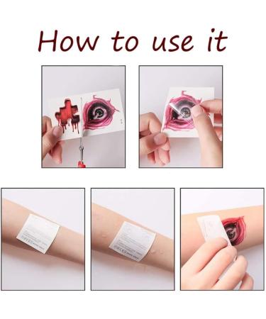 Halloween Temporary Tattoos Blood Wound Bleeding Scar for Halloween Makeup Zombie Makeup Party Cosplay Costume Looks Real on Face and Body Face Decals Prank Zombies Party Supplies Halloween - Buy Online on GoSupps.com