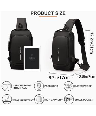 Dwenles Anti-Theft Waterproof Crossbody Sling Bag with USB Charging - Black - Buy Online on GoSupps.com