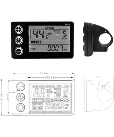 S866 Electric Bicycle LCD Display Meter - 24V 36V 48V E-Bike Control Panel with Waterproof Plug and UART Communication Protocol - Buy Online on GoSupps.com