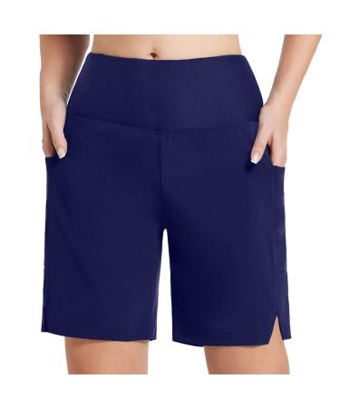 Women's bathrooms swimming shorts high waist swimming skirt basic beach rock large sizes bathing shorts casual high bathing shorts with wide trouser legs marine s