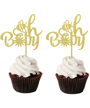 24 Pcs Oh Baby Bee Gender Reveal Cupcake Toppers Flower Baby Shower Party Birthday Party Cake Decoration Dessert Insert MGPFERD - Buy Online on GoSupps.com